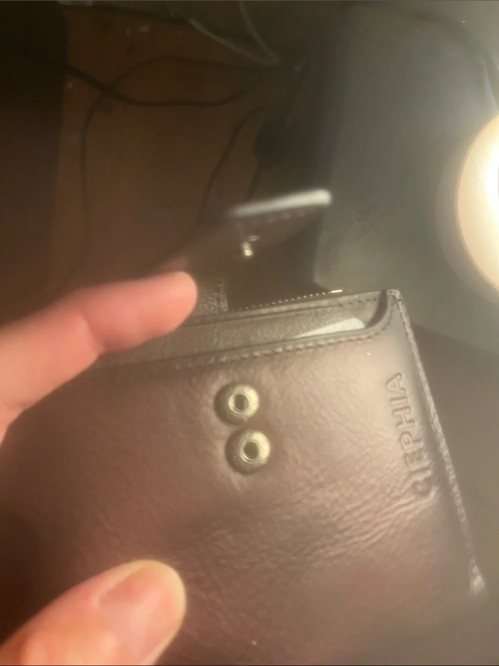Brown Leather Bifold Wallet with Snap and zipper